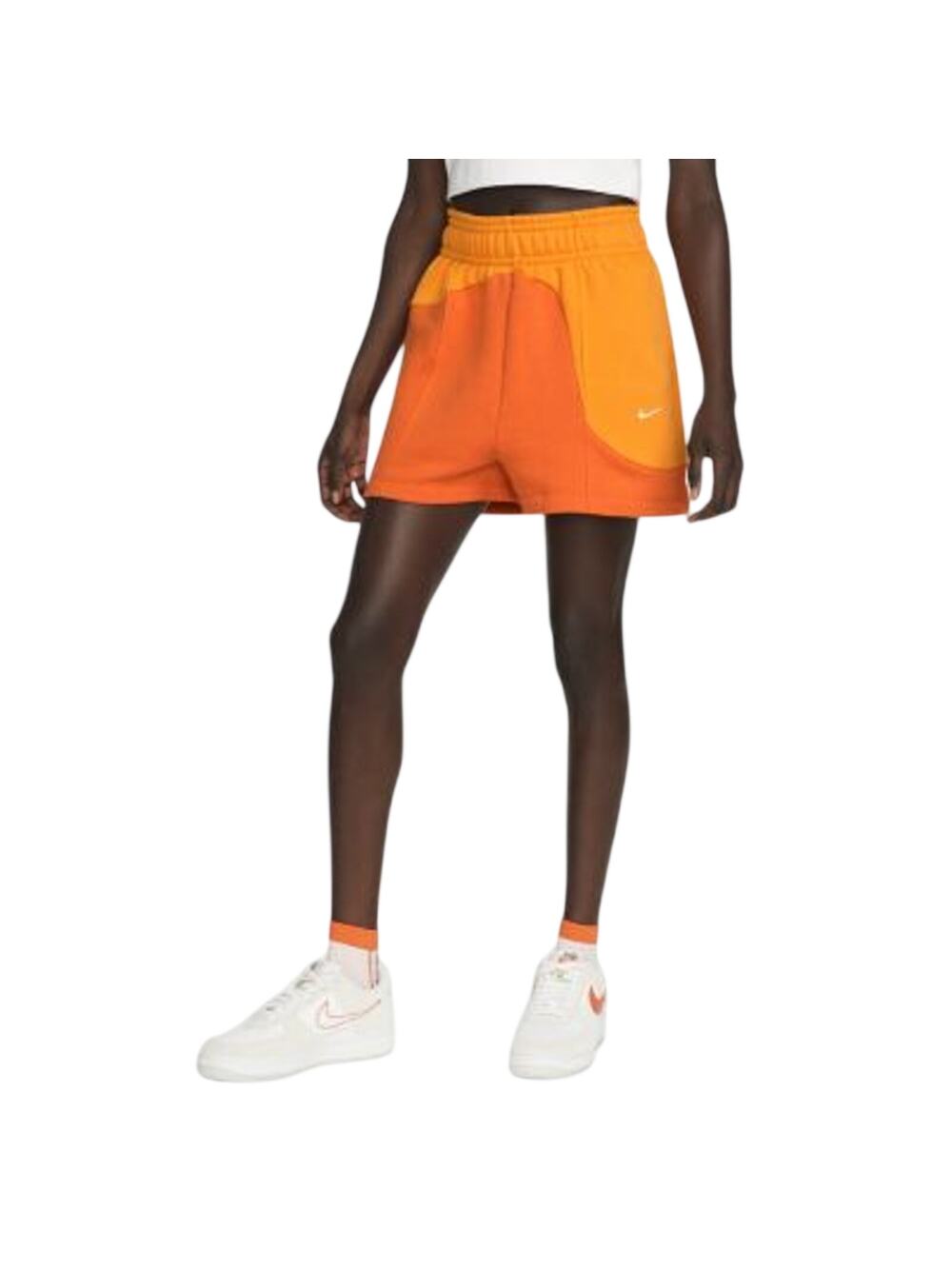 Nike Vibrant Orange Sportswear Color Clash Fleece Shorts Size XL